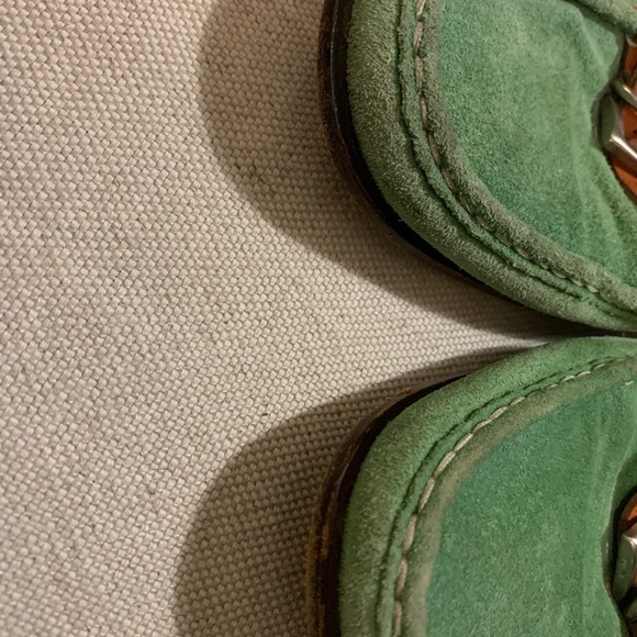 Designer PRADA Apple Green Suede Loafers w/ Leather Buckles.Sz 36 - Picture 9 of 10